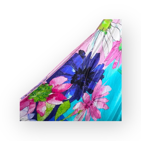 Boston Proper 𑁍 Floral Print Tassel Necklace Handkerchief Hem Dress 𑁍 Aqua 𑁍 - Picture 12 of 16